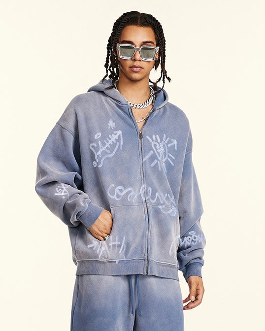 グラフィティアート風ジップパーカー SS-000731