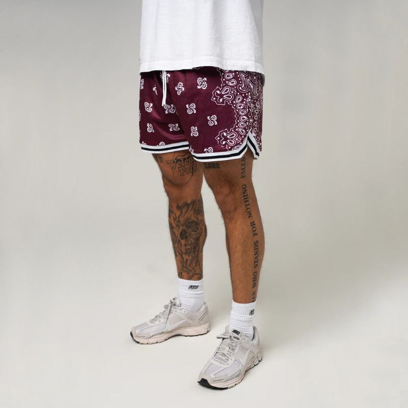 【4color】バンダナ柄 ショートパンツ ストリート系 メッシュ素材 SS-000323
