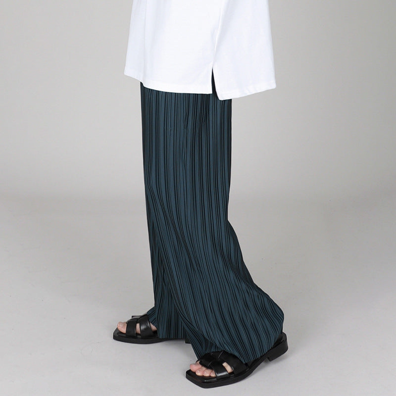 【2color】ストライプ柄 メンズリラックス プリーツパンツ SS-000167