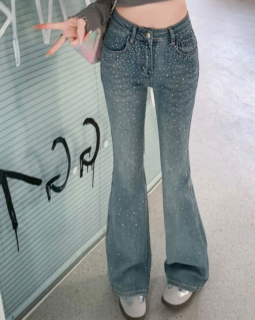 ラインストーンフレアデニム SS-000562