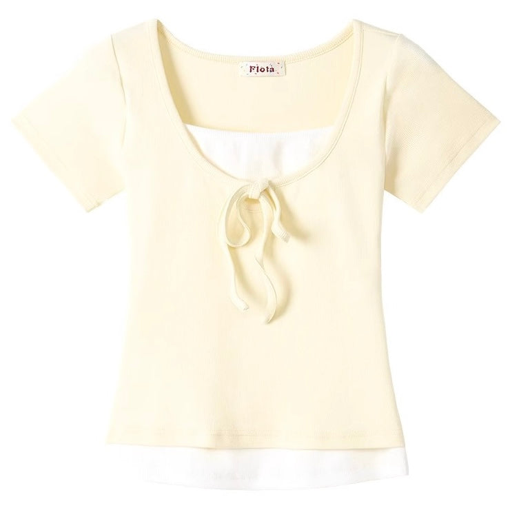 ラウンドネック リボンTシャツ SS-000397