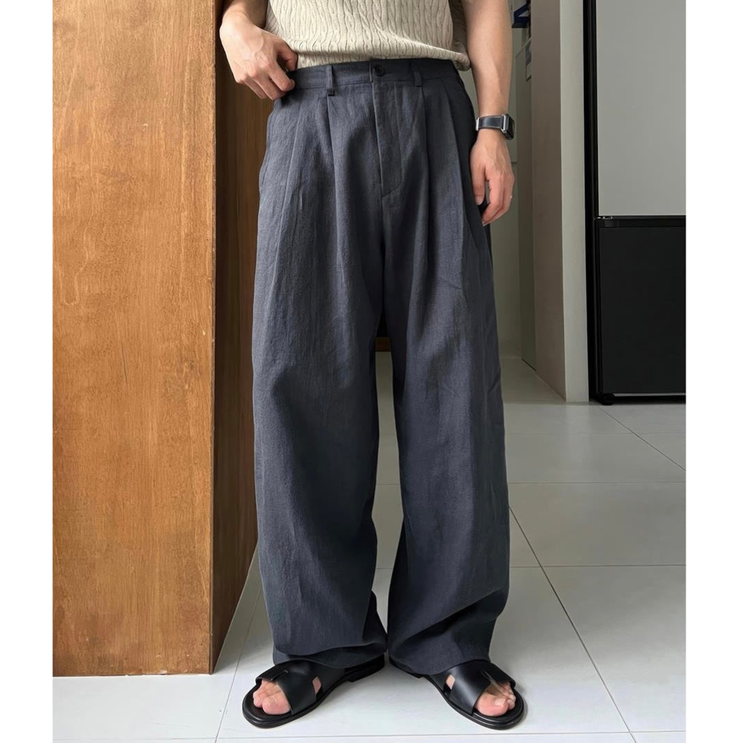 【3color】タック入りリラックス ワイドスラックス SS-000152