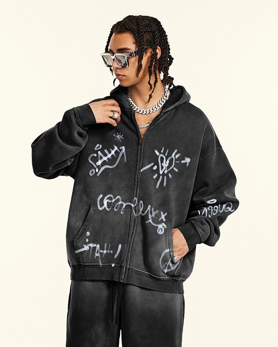 グラフィティアート風ジップパーカー SS-000731
