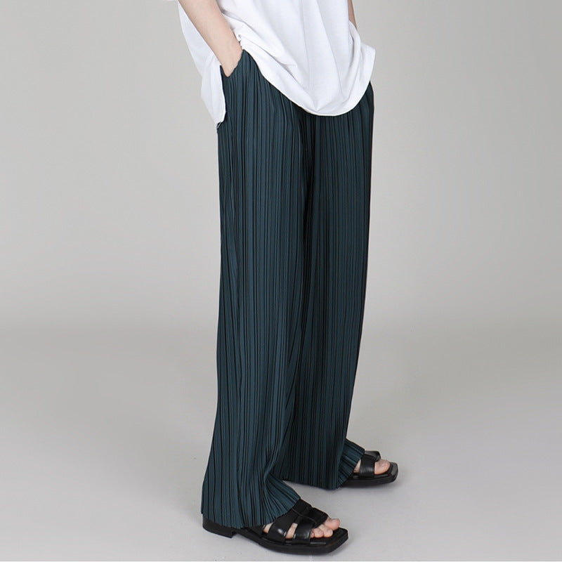 【2color】ストライプ柄 メンズリラックス プリーツパンツ SS-000167