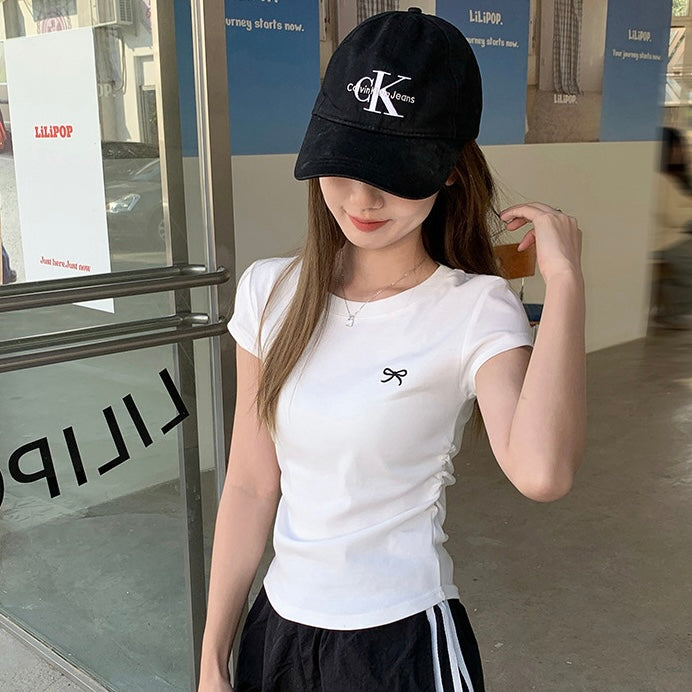 ミニリボン刺繍入りベーシックTシャツ SS-000197