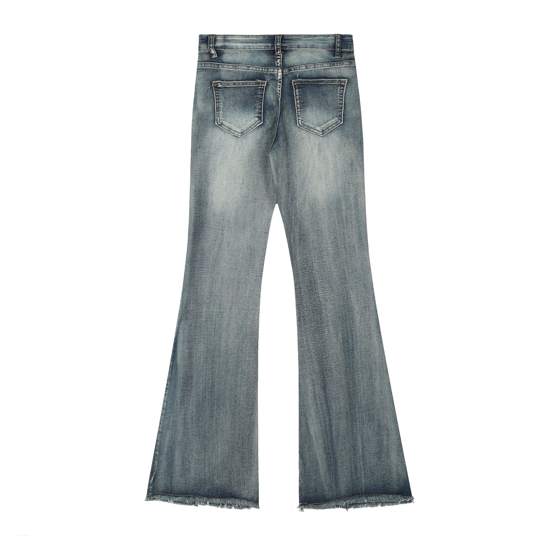 【2color】ヴィンテージ風 フレアデニム ベルト付き ブーツカットパンツ SS-000327
