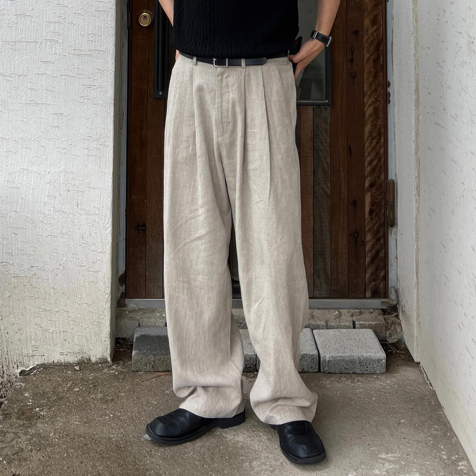 【3color】タック入りリラックス ワイドスラックス SS-000152