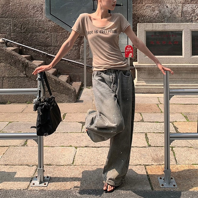 ロゴ入りスリムフィットTシャツ｜背中ハートデザイン SS-000266