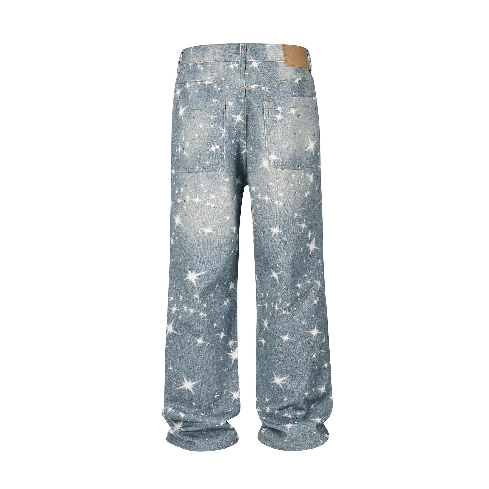 スター柄 デニムワイドパンツ ヴィンテージ加工 SS-000343