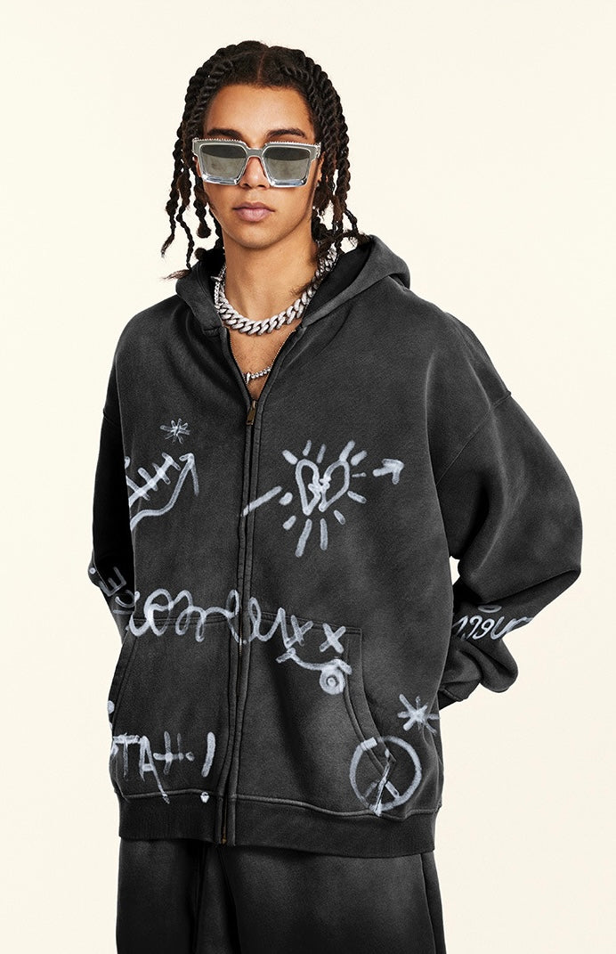 グラフィティアート風ジップパーカー SS-000731