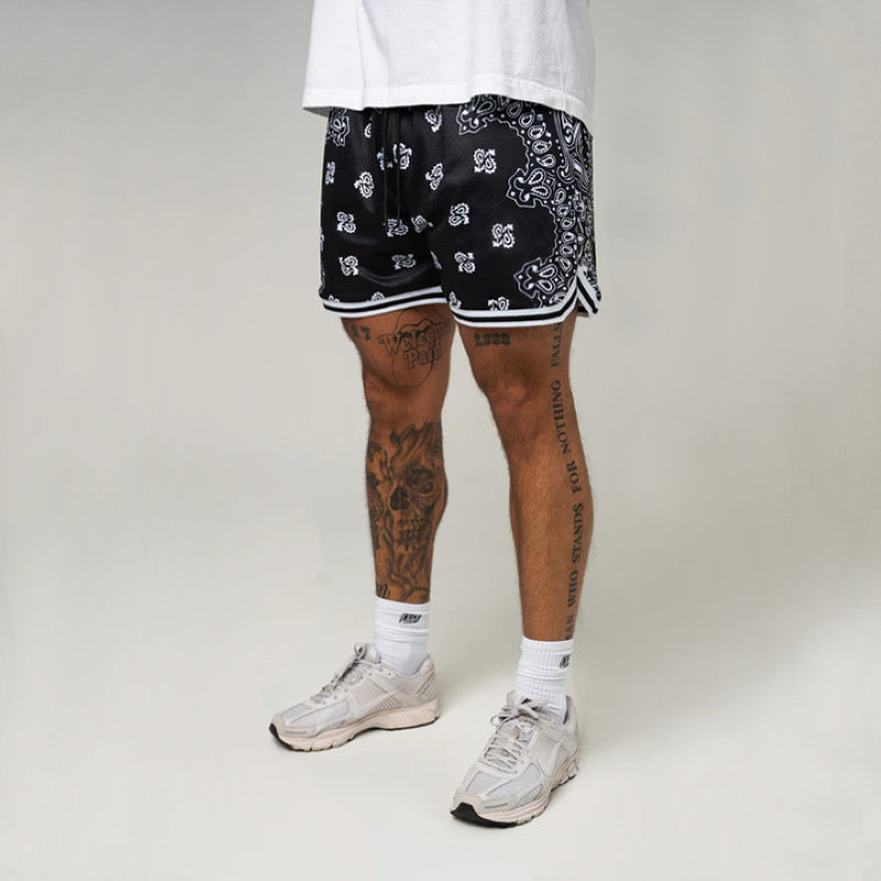 【4color】バンダナ柄 ショートパンツ ストリート系 メッシュ素材 SS-000323