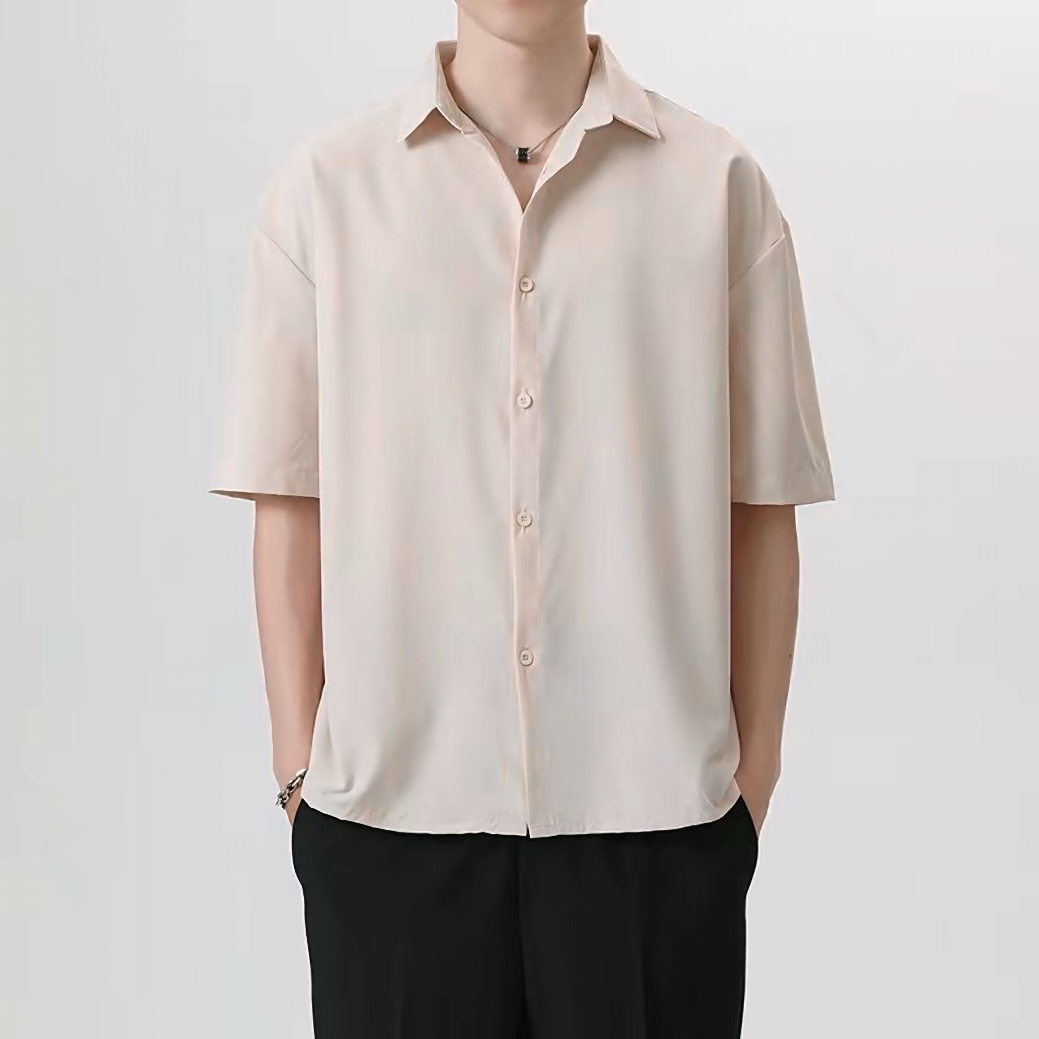 【5color】無地オープンカラーシャツ SS-000123