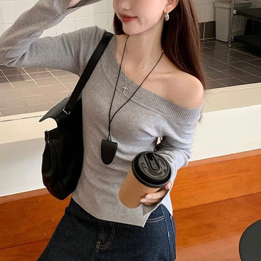 オフショルリブニットトップス SS-000570