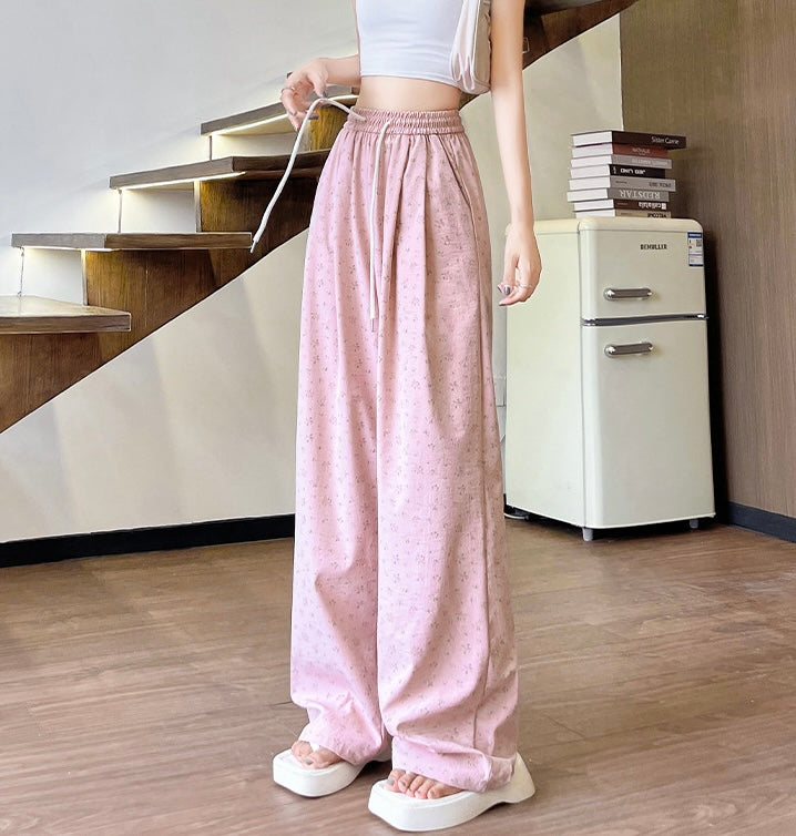 【3color】花柄ルーズパンツ ハイウエスト ゆったりリラックスパンツ SS-000226