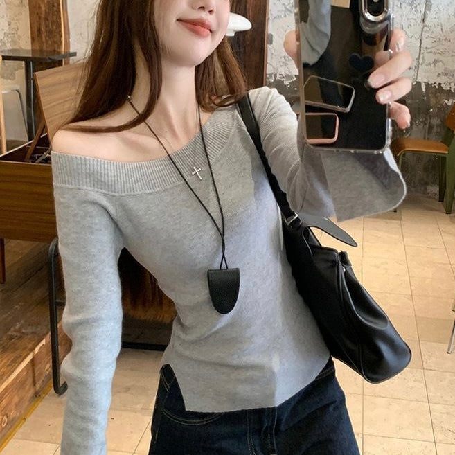 オフショルリブニットトップス SS-000570