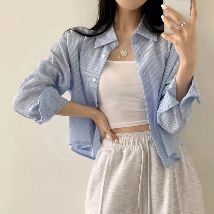 【5color】ナチュラルカラー ストライプシャツ｜大人女子の長袖ブラウス SS-000239