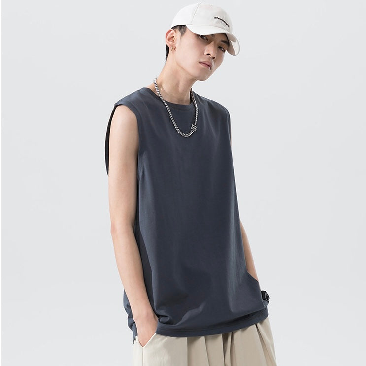 【3color】メンズ無地ノースリーブカットアウトタンク SS-000165