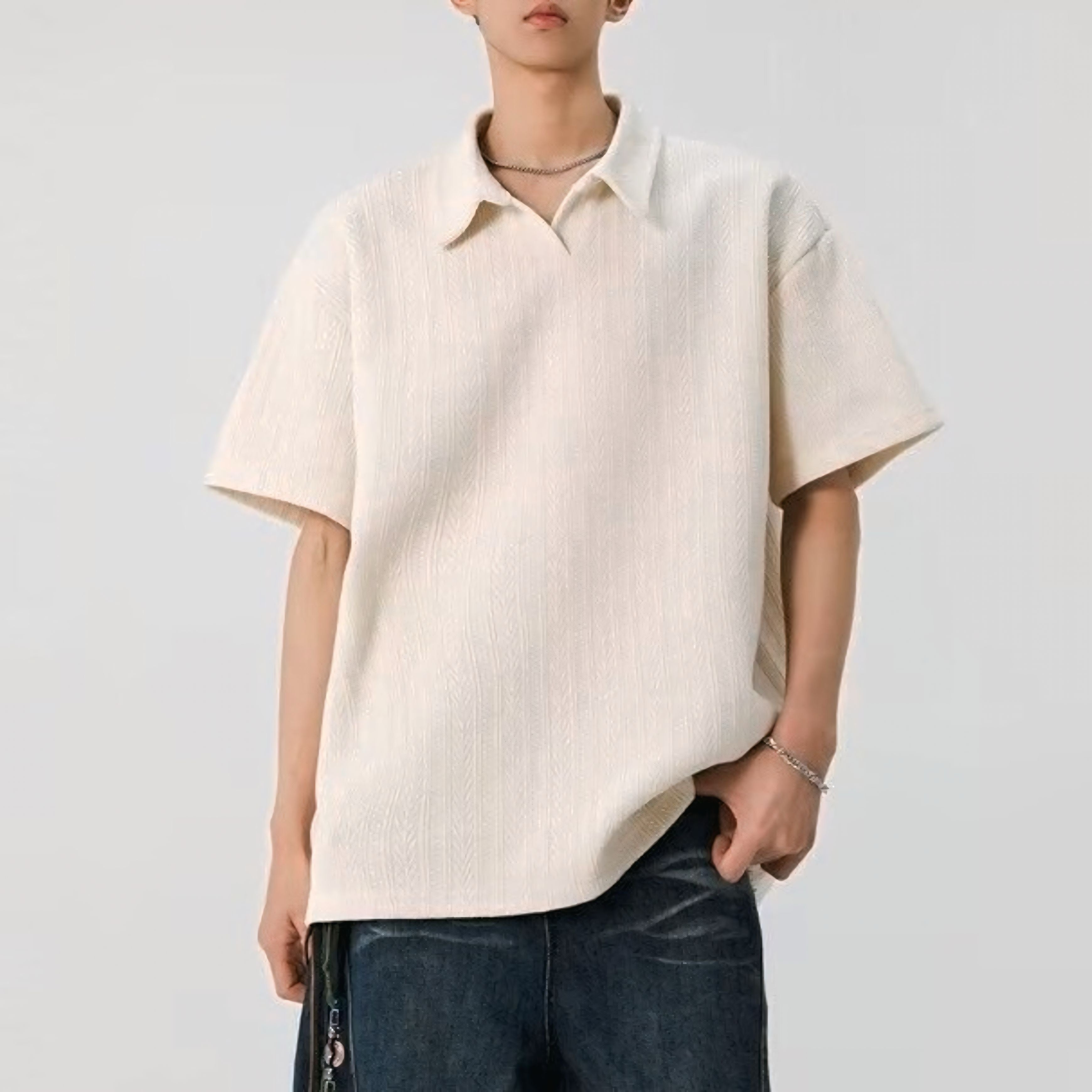 【3color】ジグザグ編み サマーニットポロ SS-000147