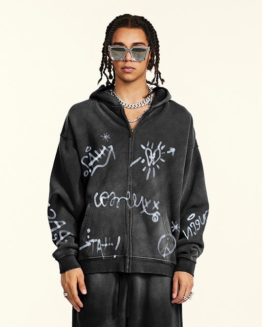 グラフィティアート風ジップパーカー SS-000731