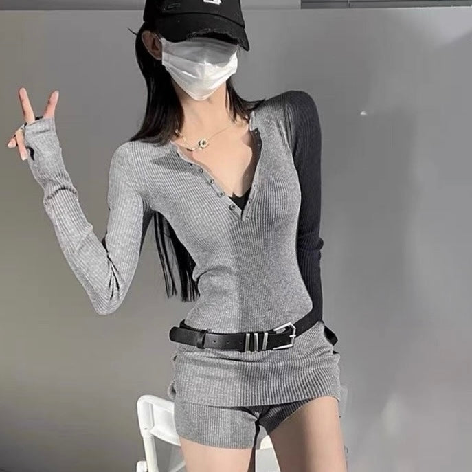 3点セット リブニットベルト付きセットアップ SS-000564