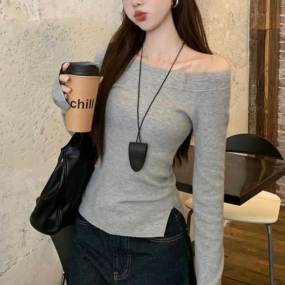 オフショルリブニットトップス SS-000570