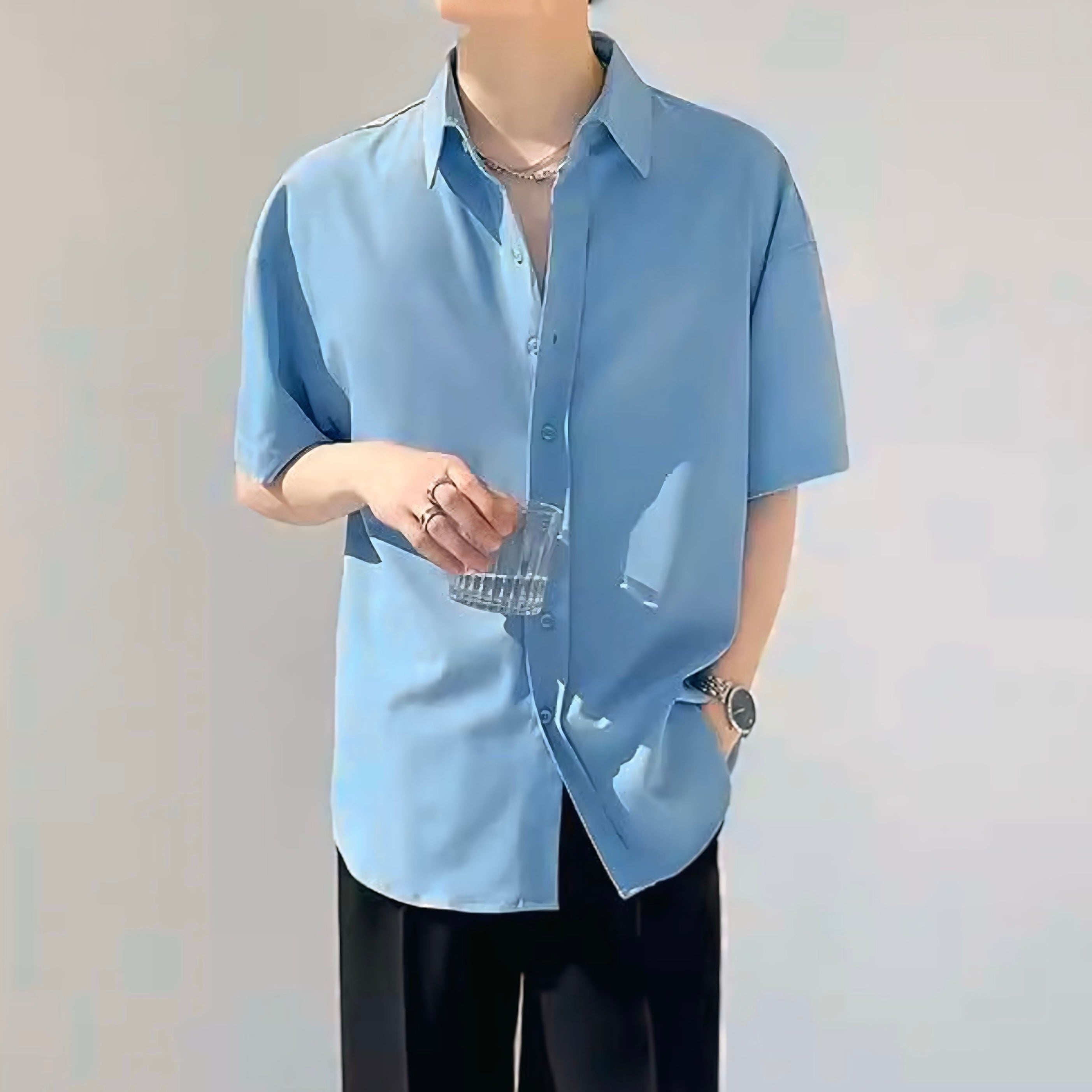 【5color】無地オープンカラーシャツ SS-000123