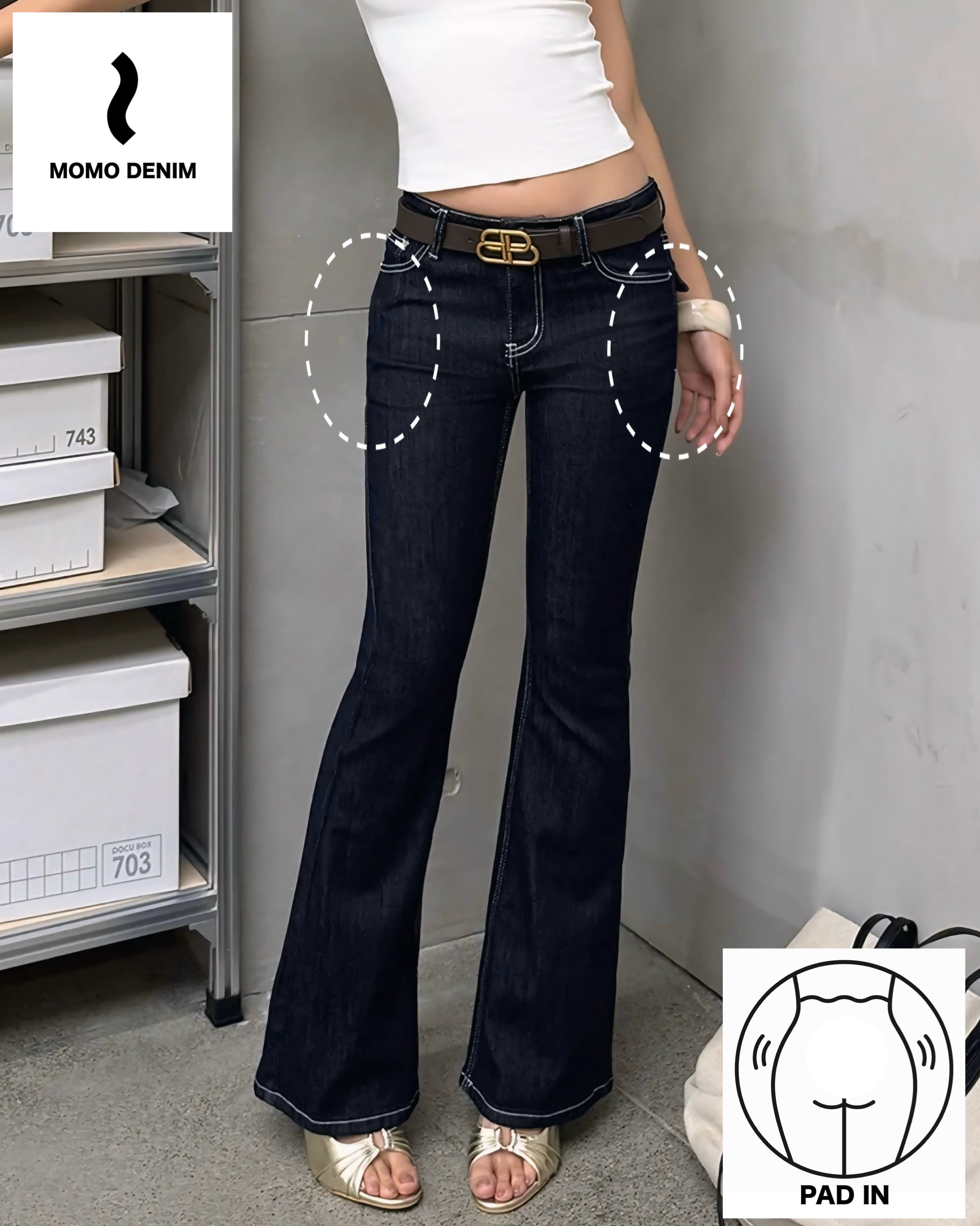 【骨盤パッド入り】MOMO DENIM カットデニム SS-000660