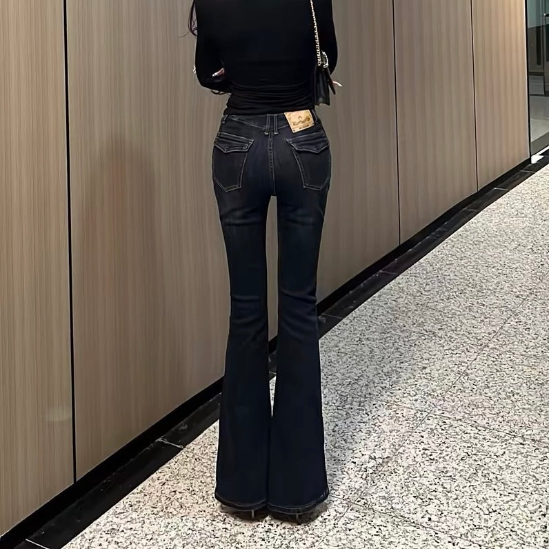 【骨盤パッド入り】MOMO DENIM スリムフレアジーンズ SS-000657