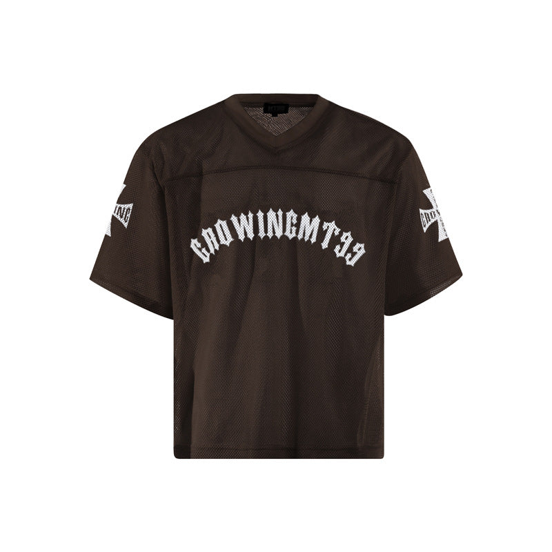 【3color】ロゴ入りメッシュTシャツ｜オーバーサイズ×バッククロスデザイン｜ユニセックスアイテム SS-000300