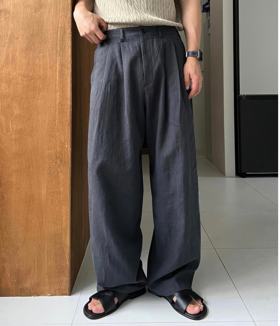 【3color】タック入りリラックス ワイドスラックス SS-000152