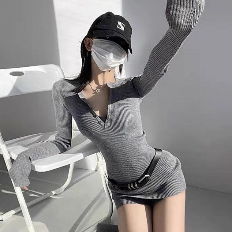 3点セット リブニットベルト付きセットアップ SS-000564