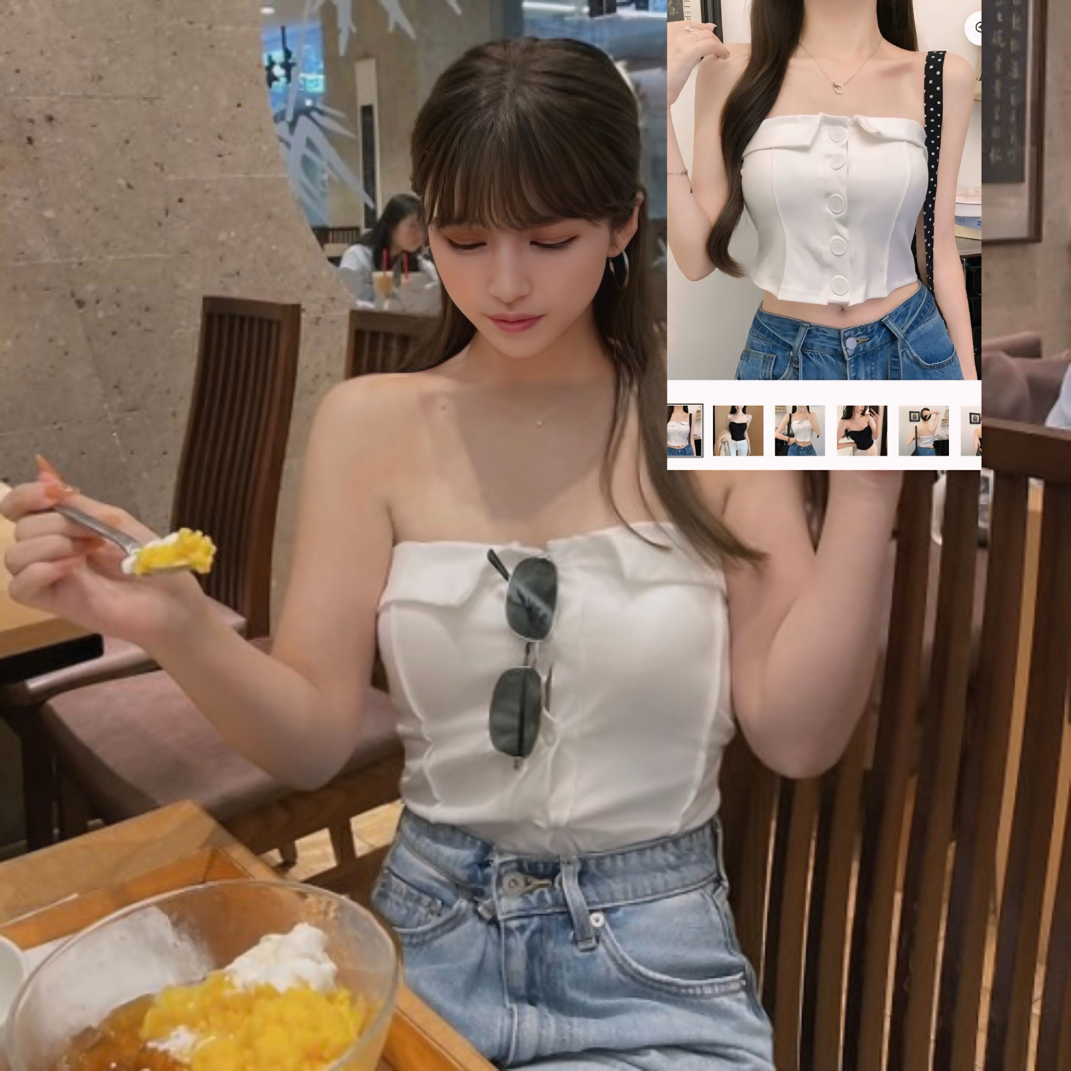 セクシー ボタンデザイン チューブトップ SS-000353