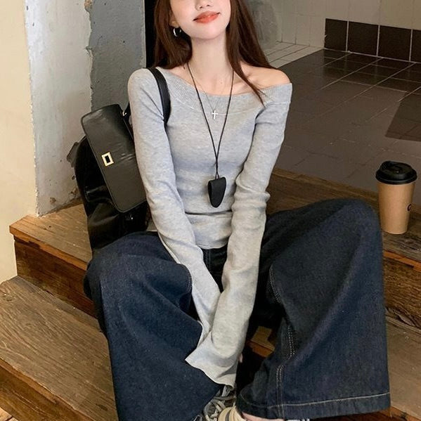 オフショルリブニットトップス SS-000570