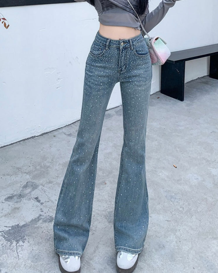 ラインストーンフレアデニム SS-000562