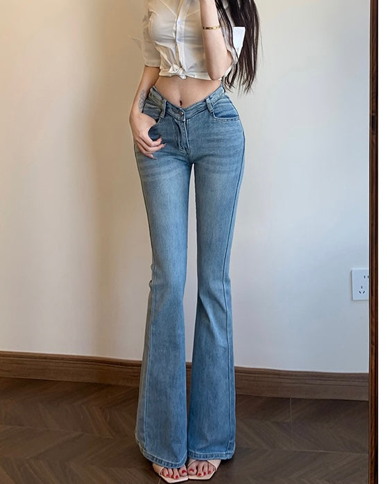 【骨盤パッド入り】MOMO DENIM ライトブルー フレアデニム SS-000663