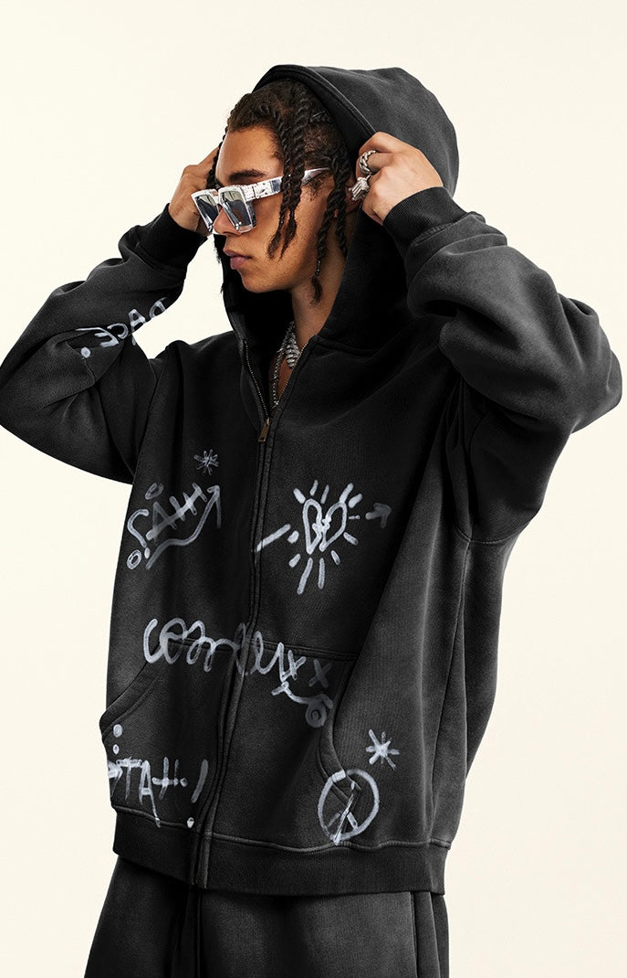 グラフィティアート風ジップパーカー SS-000731