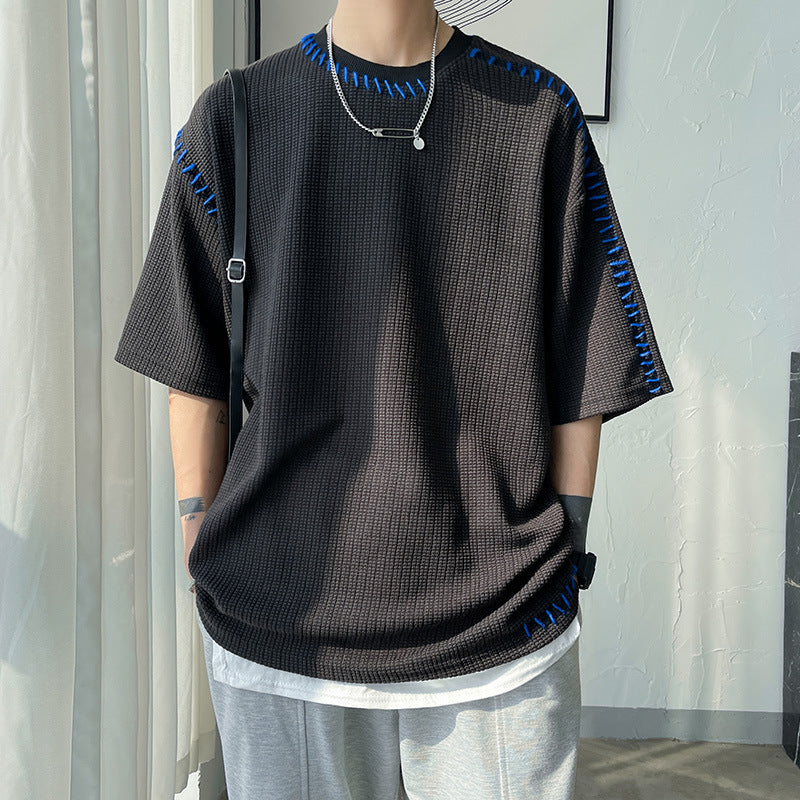 【3color】ワッフル編み ディテール映えるステッチTシャツ SS-000160