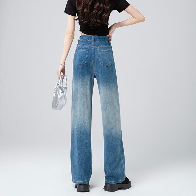 ダメージ刺繍デニムワイドパンツ SS-000561