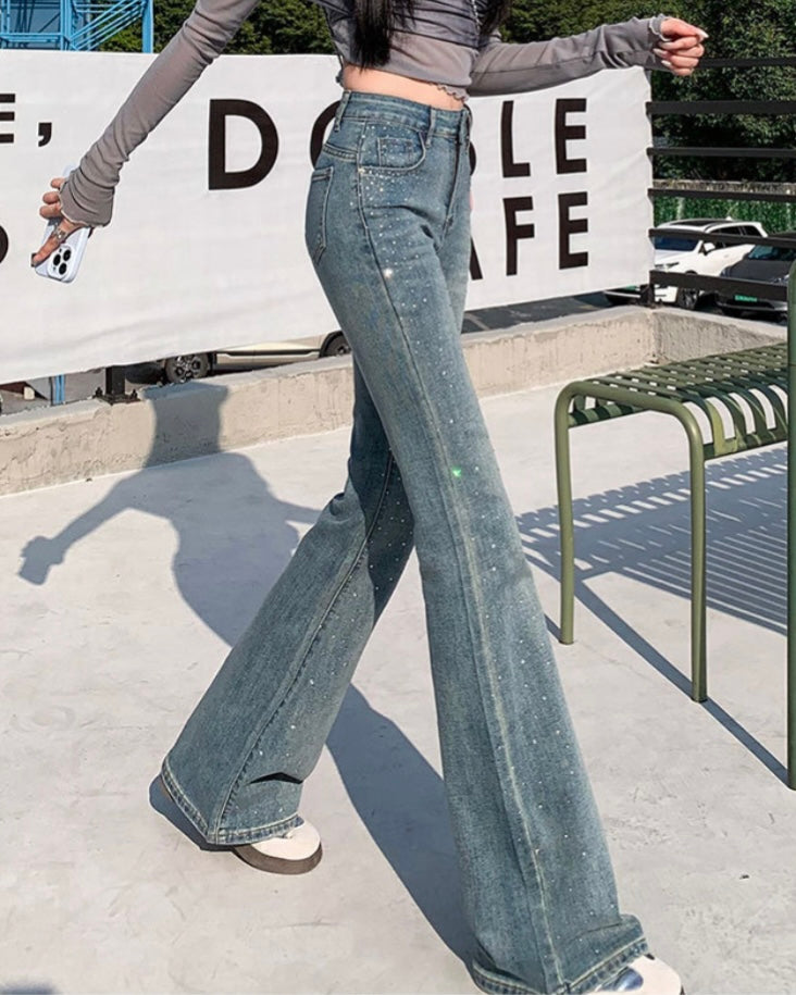 ラインストーンフレアデニム SS-000562