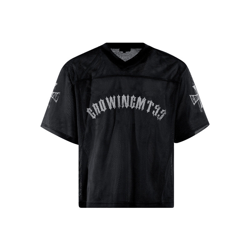 【3color】ロゴ入りメッシュTシャツ｜オーバーサイズ×バッククロスデザイン｜ユニセックスアイテム SS-000300