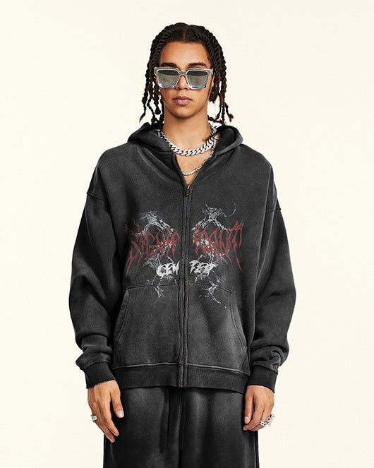 ヴィンテージ ウォッシュ グラフィックジップパーカー SS-000730