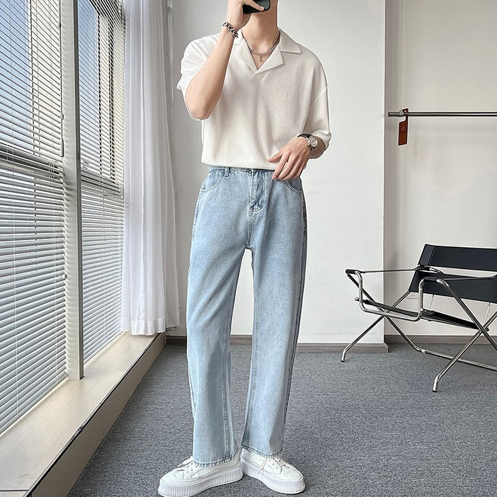 【3color】韓国風 ニット風半袖シャツ SS-000133