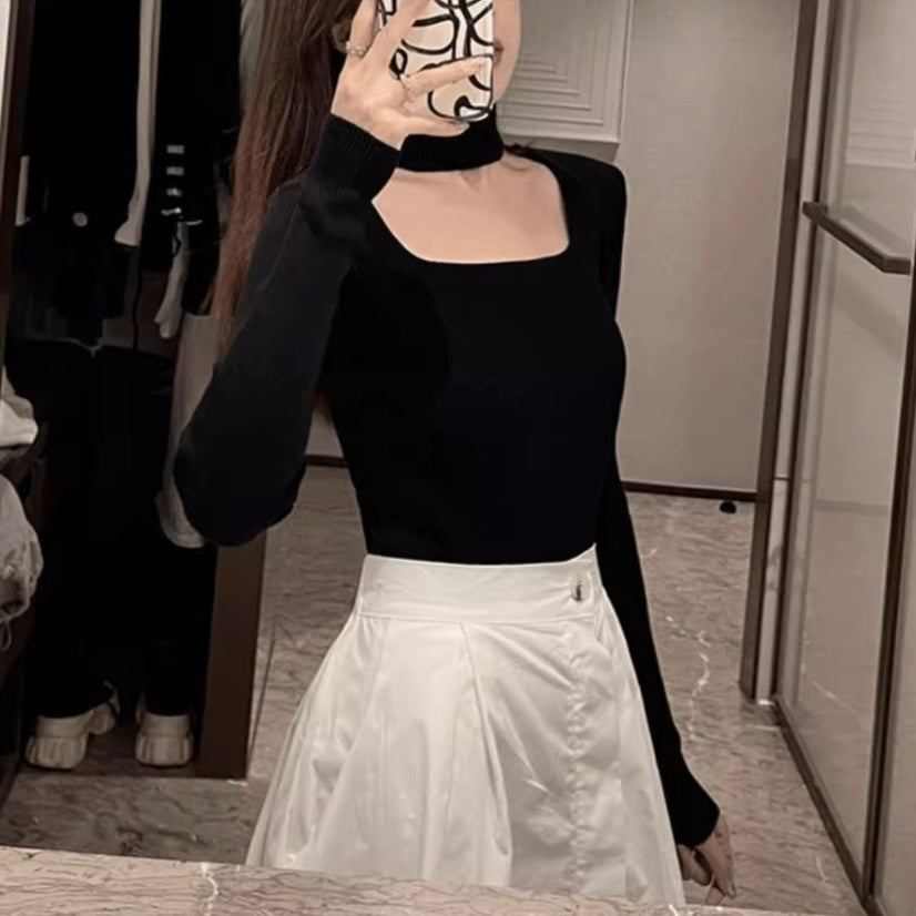 スクエアネックリブニットトップス SS-000623