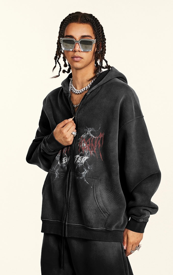 ヴィンテージ ウォッシュ グラフィックジップパーカー SS-000730