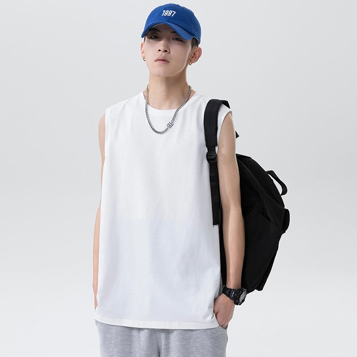 【3color】メンズ無地ノースリーブカットアウトタンク SS-000165