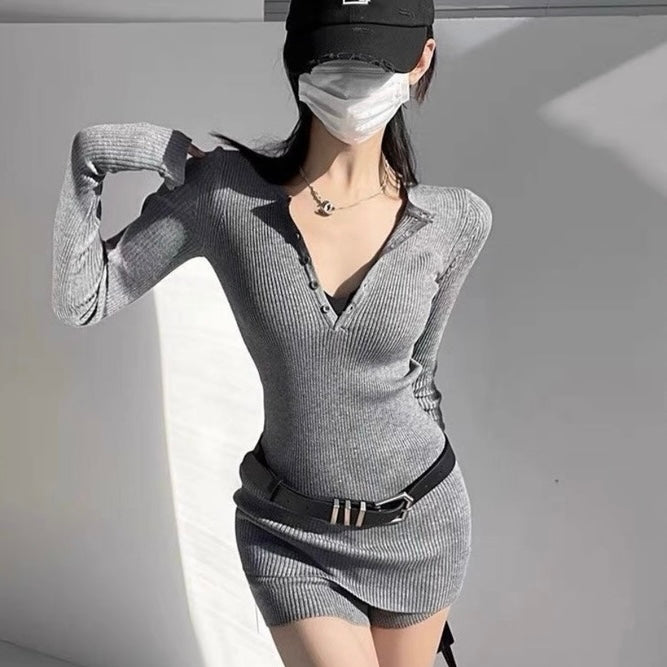 3点セット リブニットベルト付きセットアップ SS-000564