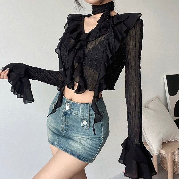 シースルーフリルブラウス SS-000627