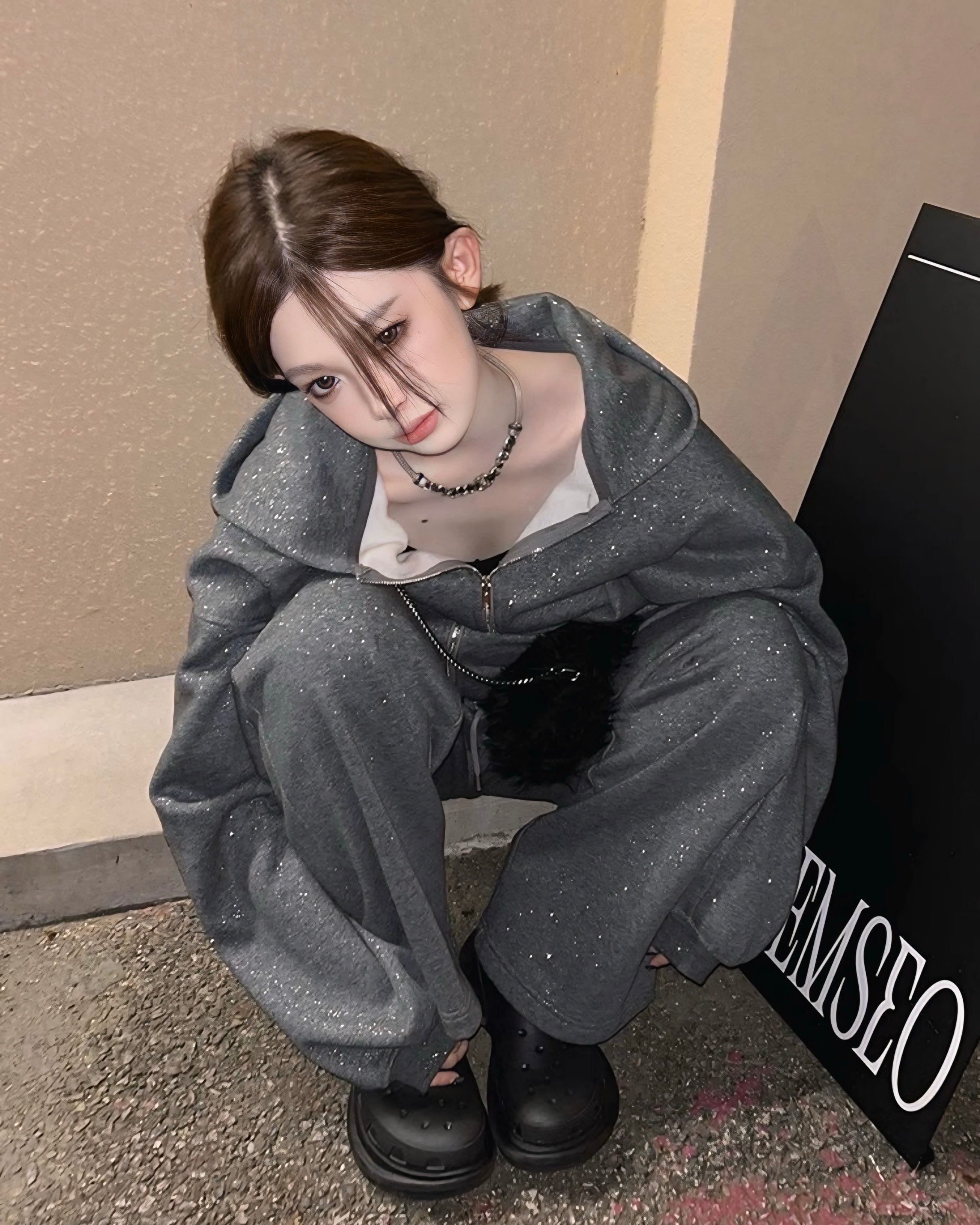 ※残りわずか【CITY. SETUP】（セットアップ）ラインストーン×ラメスウェットSS-000573